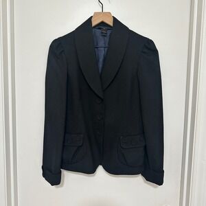 Marc‎ Jacobs | Women's Black Puff Sleeve Shawl Collar Peplum Blazer Jacket, 6